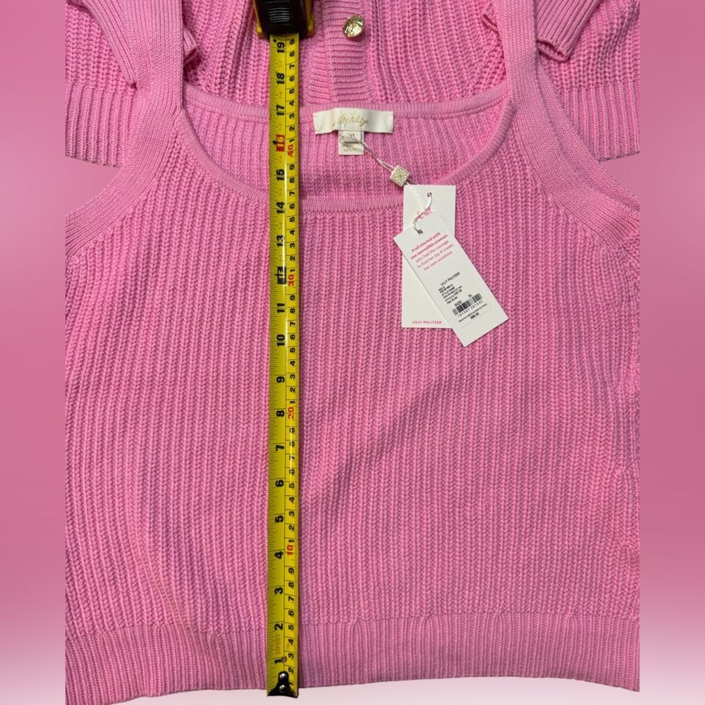 Lilly Pulitzer Bristow Ribbed Cardigan & Matching Tank Set In Pink Bliss NWT XL - Picture 9 of 16